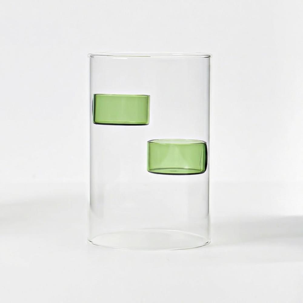 Cylinder Shape Glass Tealight Candle Holder Transparent Romantic Windproof Candlestick Exquisite Versatile Tealight Stand зелёный