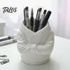 Artistic Stationery Storage Container 3D Printed Crossed Arms Hoodie Pen Holder, Large Capacity Desktop Organizer, Solid Decorative Holder for Office