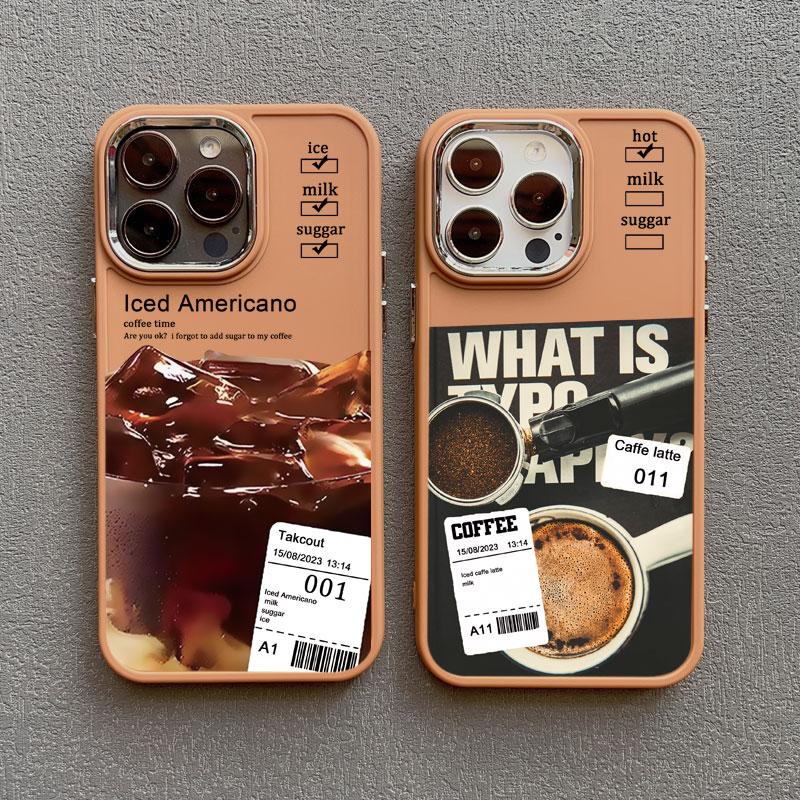 Brown Ice Latte American Coffee Phone Case for Iphone 12 11 14 13 15 16 Pro Max Mini X XR XS 7 8 Plus SE2 Shockproof Print Cover