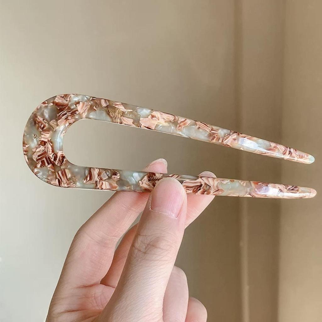 Luxuriöse U-förmige Haarnadel aus Acetat: Moderner chinesischer Stil Hochsteckkamm für Frauen