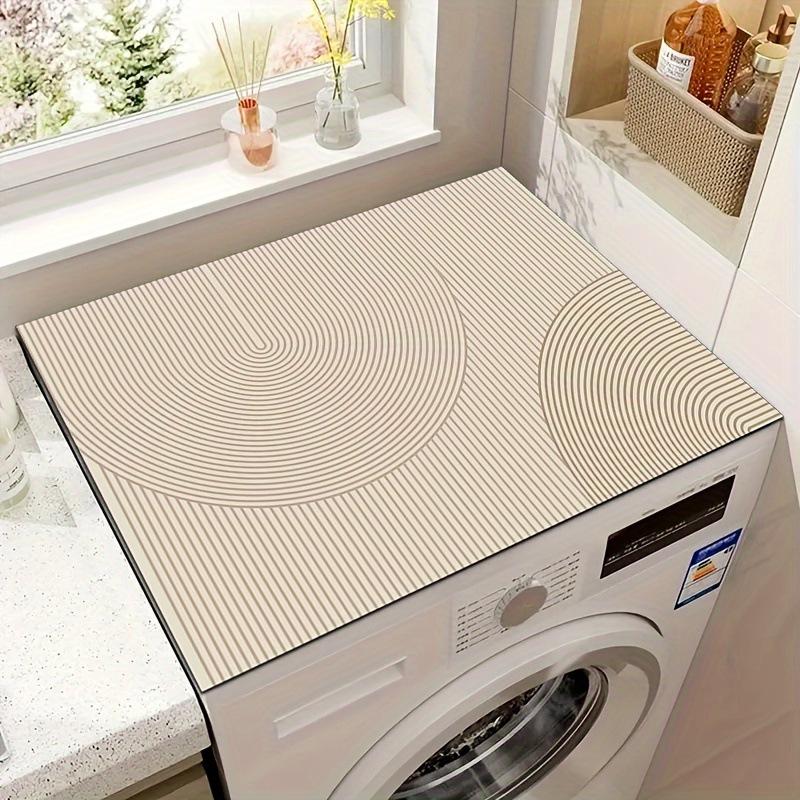 Wabi-Sabi Style Anti-Slip Dustproof Washing Machine Lid Cover Pad with Water Absorption.