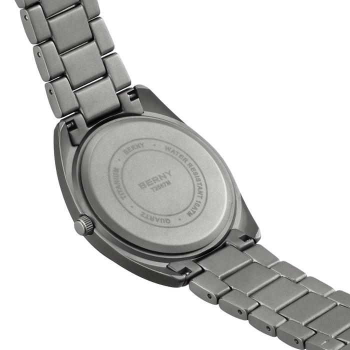 BERNY Men's Watch Titanium Analog Quartz 10ATM Waterproof Super Luminous Black