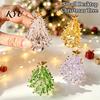 Colorful Glass Tree Art Glazed Christmas Ornament with Star Topper, Party Table Decor Art, Faux Crystal Tabletop for Home Office Holiday Centerpiece