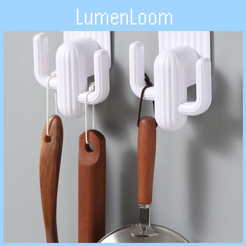 White Plastic Cactus Double Hooks For Door Wall Mounting Modern Tools Decor