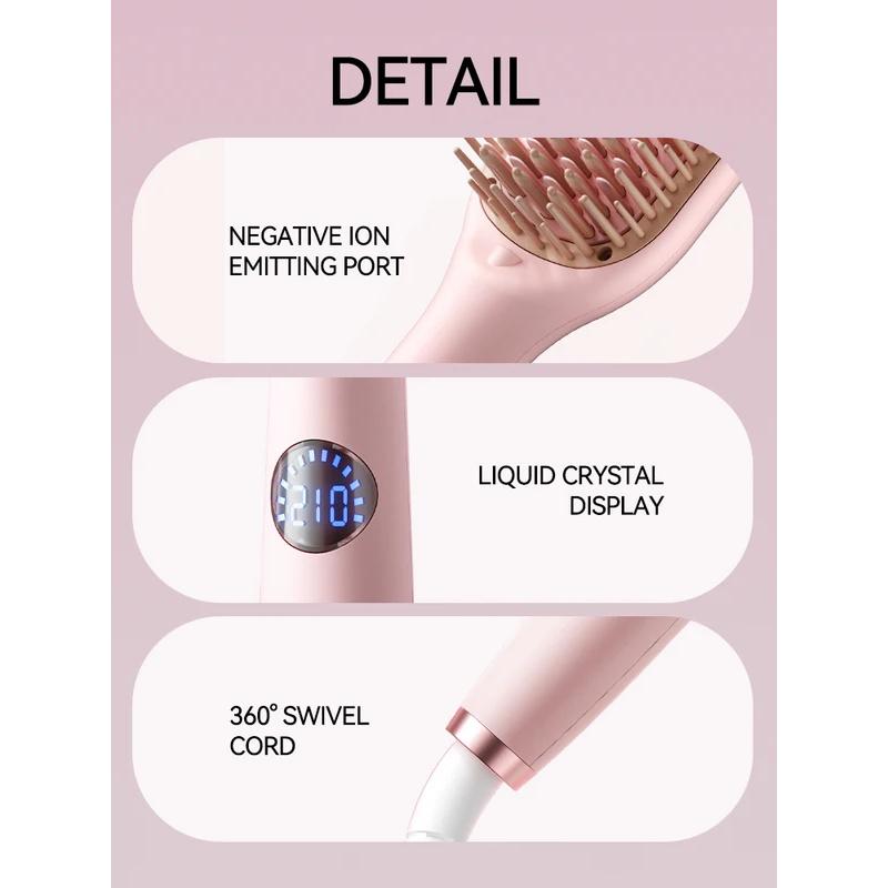 Electric Hot Comb Multifunctional Straight Hair Straightener Comb Negative Ion Anti-Scalding Styling Tool Straightening Brush
