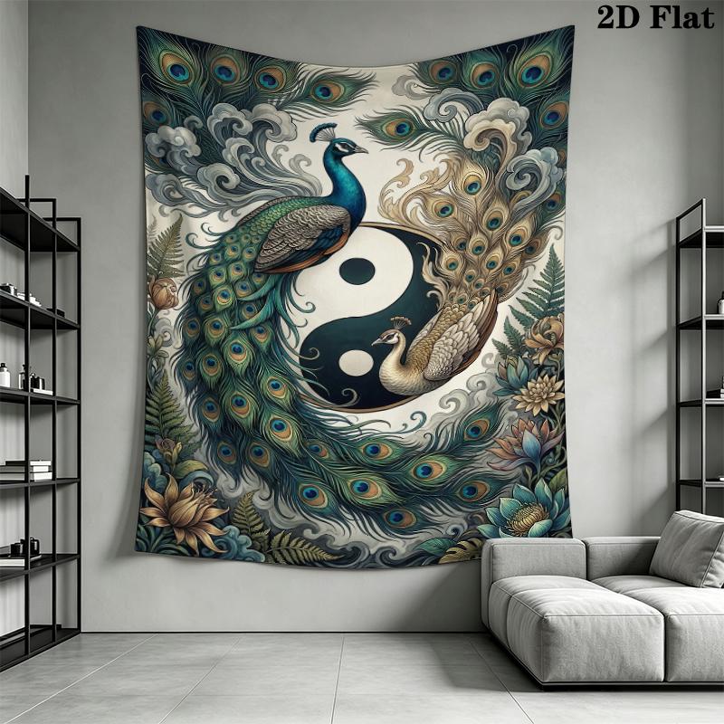 Peacock Wall Tapestry Aesthetic Wall Hanging Printed Fabric Blanket Decorative Tapestries for Bedroom Living Room Home Decor