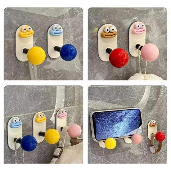4Pcs Punch Free Wall Hooks Strong Load-bearing Creative Shape Self Adhesive Wall Mounted Clothes Key Towel Hangers