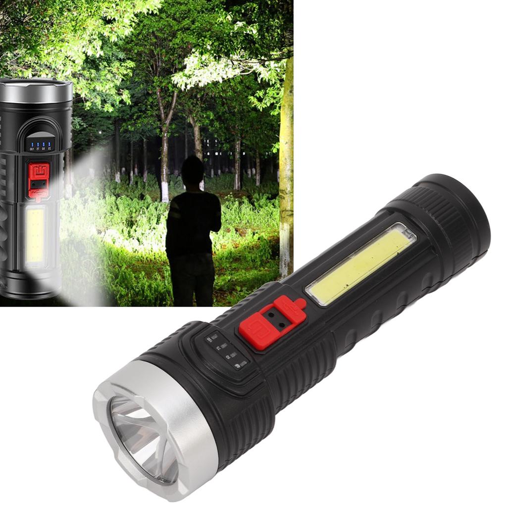USB Rechargeable Flashlight 500LM Waterproof COB Lampwick Portable Handheld Flashlight for Outdoor Camping Hiking Fishing
