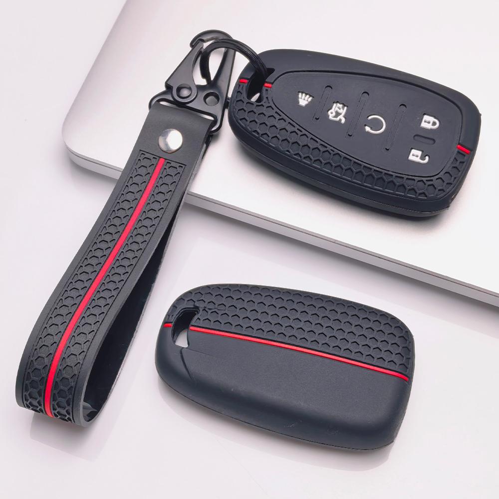 Key Fob Cover for Chevrolet Equinox Malibu Camaro Cruze Traverse Sonic Volt Bolt with Keychain Anti-Scratch Surface Shockproof Structure