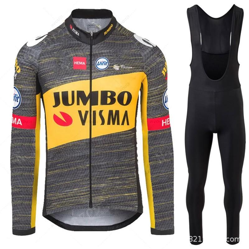 Mens Long Sleeve Cycling Jersey Bib Shorts Set Breathable Quick Dry Road Bike Apparel