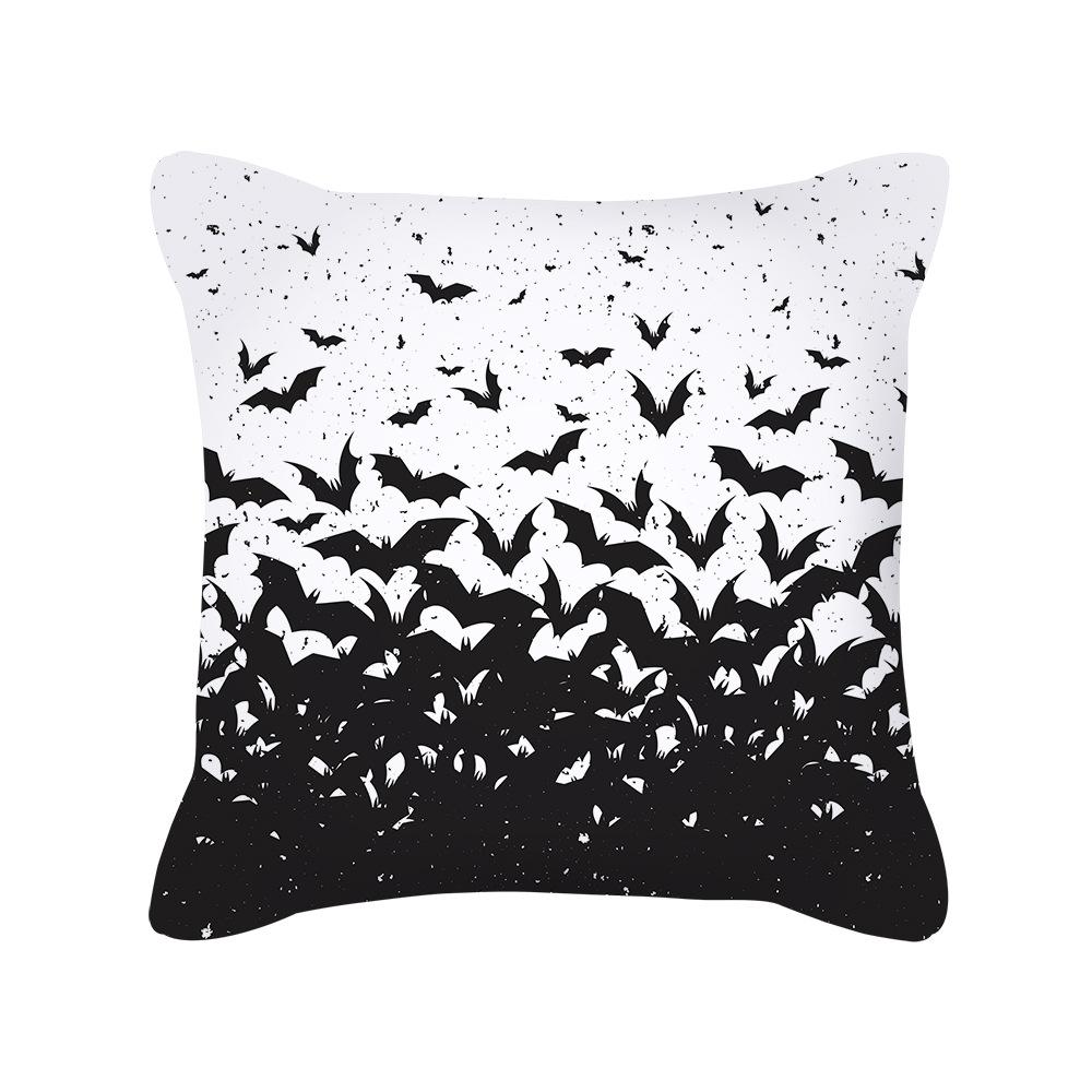 Nordic Black and White Halloween Cushion Letters Ghost Peach Skin Cushion Cartoon Home Cushion Cover