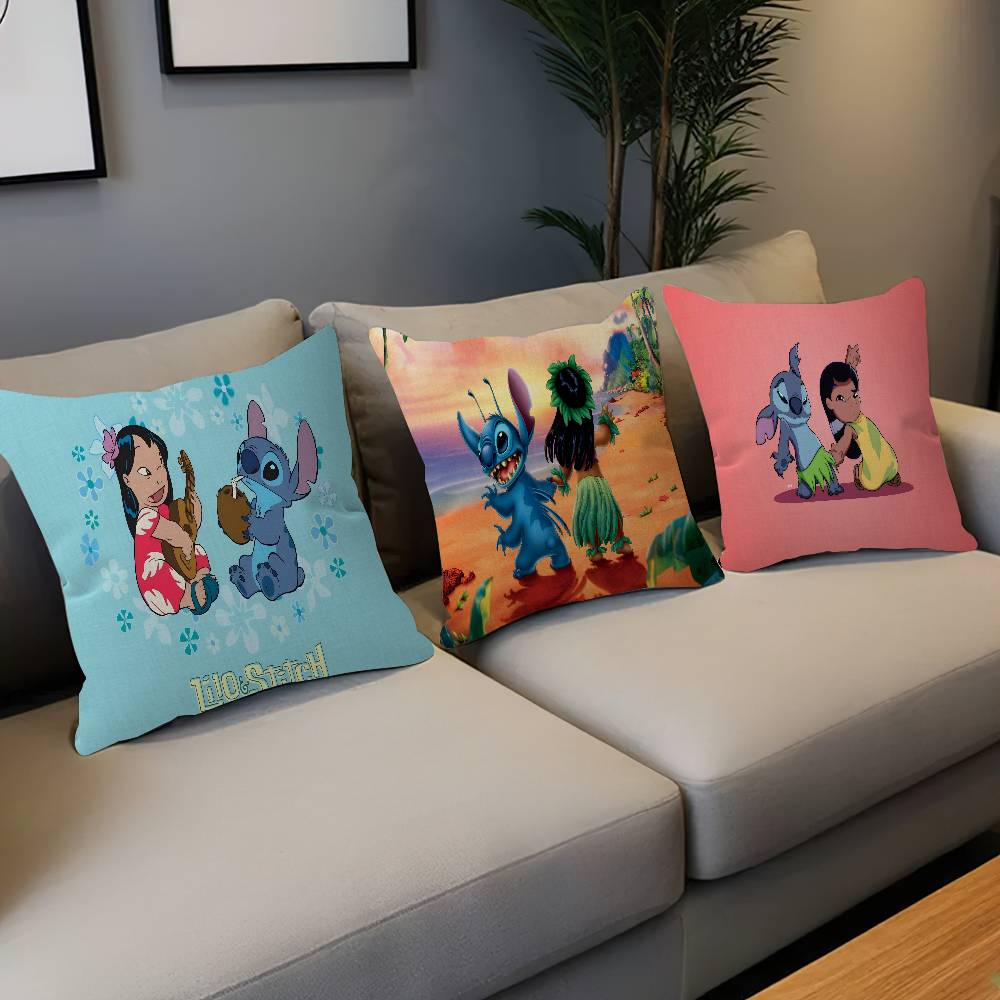 Cartoon S-Stitch And L-Lilo Cushion Cover Inches Farmhouse Decor Home Throw Pillow Covers For Couch Decorations