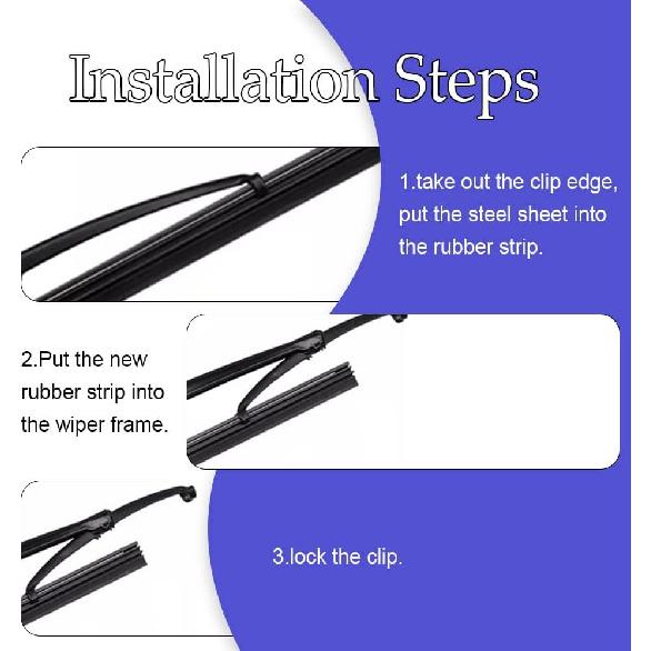 4PCS Wiper Blade Refill, 24 Inch DIY Adjustable Universal Replacement Wiper Blade Refill Replacement for Front and Rear Windshield Wiper Baldes