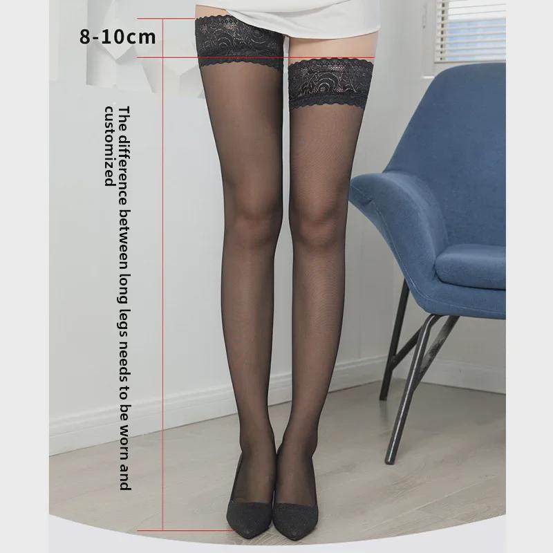 "Chaussettes hautes en dentelle ultra-fines Printemps/Été avec silicone antidérapant"