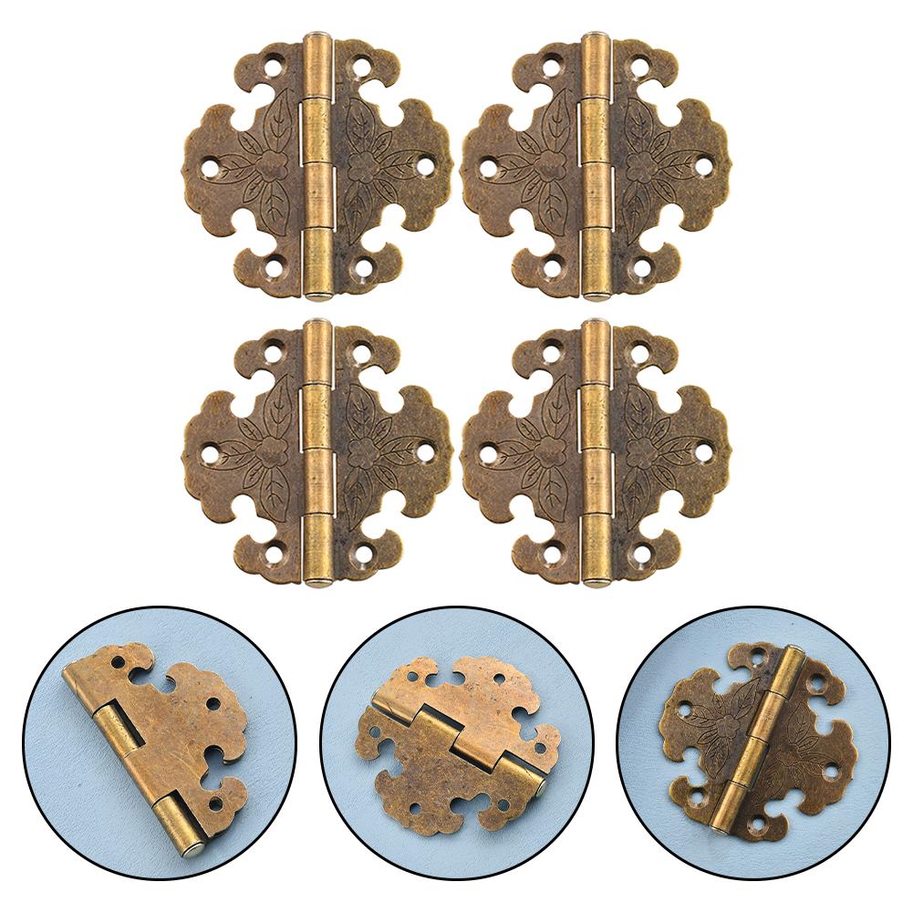4 pcs Antique Decorative Hinges for Wooden Door Cabinets Rustic Design
