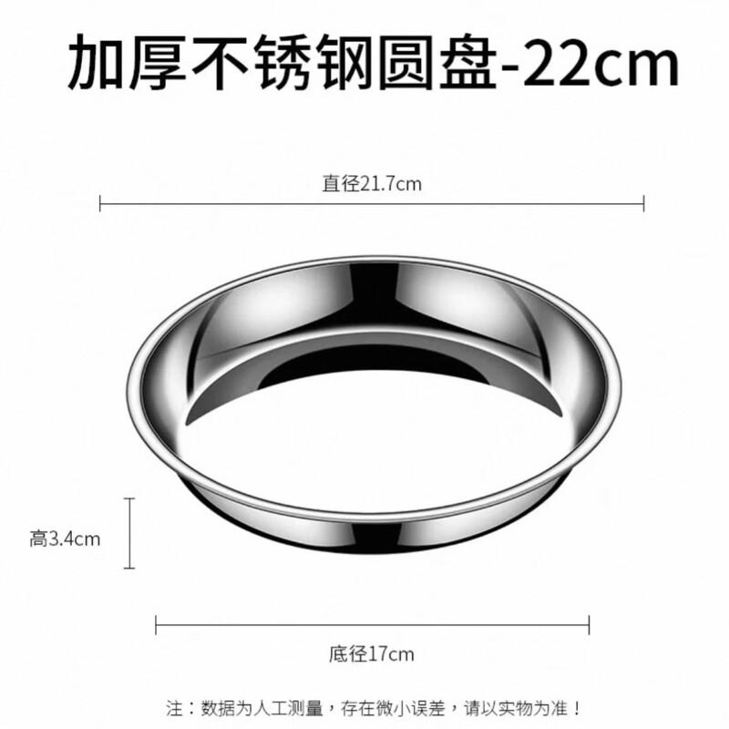 Wuhe Stainless Steel Shallow Serving Plate, 22cm (2-Pack)
