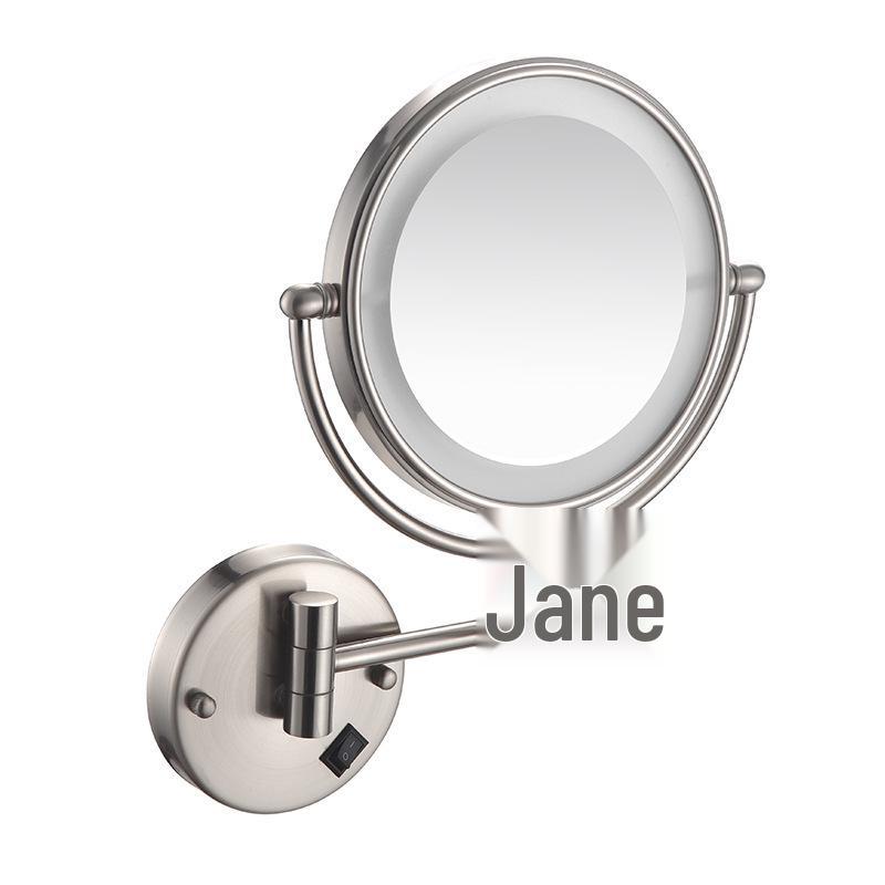 LED Bathroom Vanity Mirror with Folding Makeup Light - Wall-Mounted for Home & Hotel Use