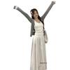 Grey Slimming Long Sleeve Knit Cardigan for Women - Casual and Versatile for Early Spring & Autumn
