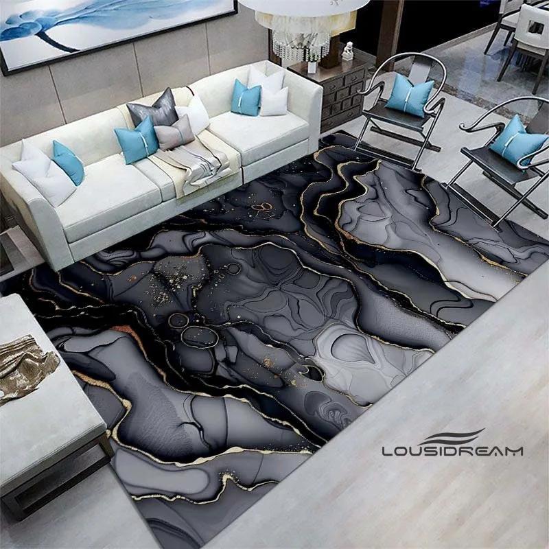 Luxury Fantasy Marble Carpet, Bedroom Carpet, Living Room, Sofa Decoration, Large Green and Gold Game Decoration