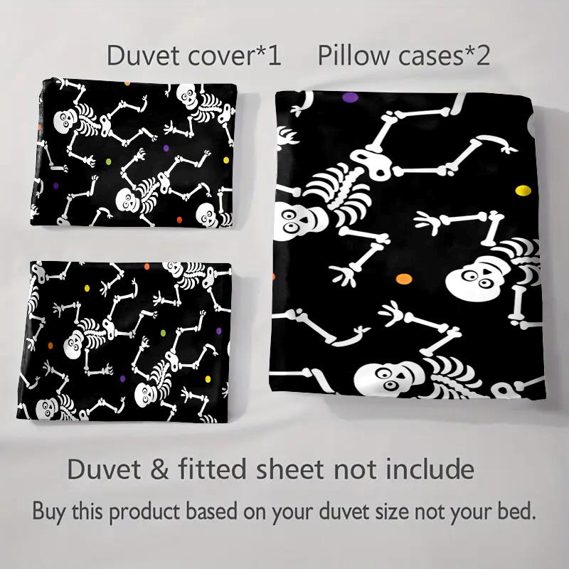 Dancing Skeletons Pattern Bedding Duvet Cover Sets Duvet Covers Pillowcases Gifts (1 * Duvet Cover 2 * Pillowcases, Without Duvet Insert)