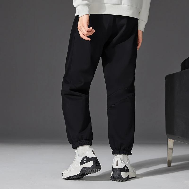 Li-Ning Wade Series Solid Color Print Cuffed Casual Sports Long Knit Pants Men Bottoms Black AKLSC23-1
