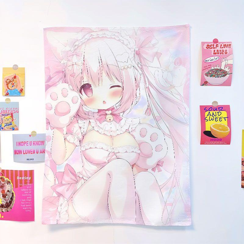 Accessory Birthday party Tapestry Lovely Anime Print Room Cartoon Wall Hanging Teens Favorite Anime Tapestry Room Decor