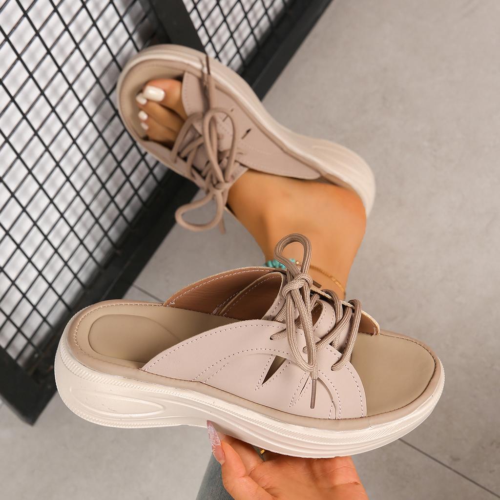 Damen Pantoffeln Keilsandalen Sommer Offene Zehe Weiche Hausschuhe Breite Passform Kreuzriemen Sandalen Plateau Leichte Strandslipper