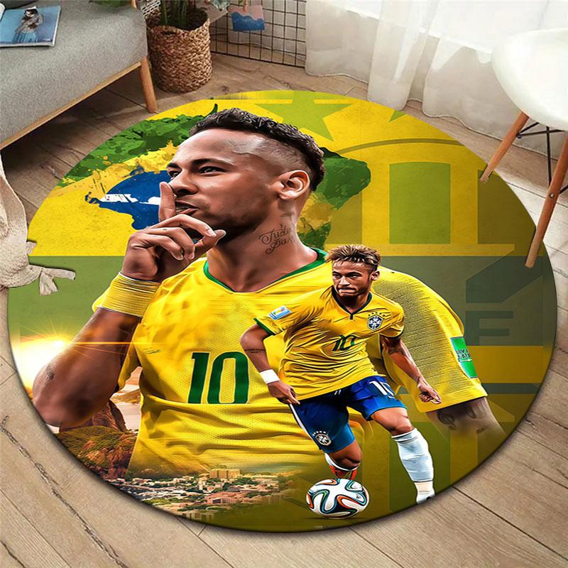 Neymar Round Area Rug,Carpet Rug for Living Room Bedroom Sofa Playroom Decor,Non-slip Floor Mat