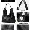 Women's Hobo Bag Genuine Leather Second Layer Soft Cowhide Handbag Black Fashion Shoulder Bag for Everyday Use