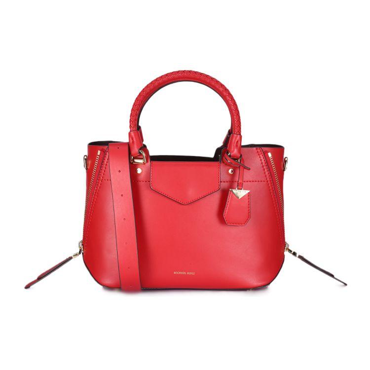 Michael Kors Mk Blakely Solid Color Large Capacity Commuter Tote Bag Crossbody Bag Medium Women Bags Bright-Red 30S8GZLM6L-BRIGHT-RED