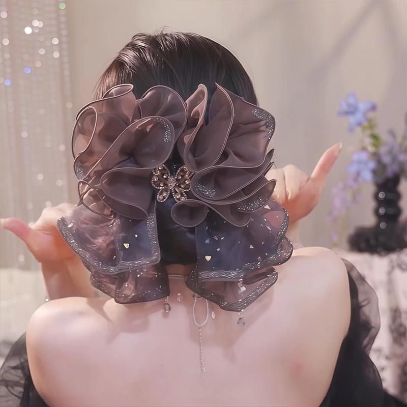 French Elegant  Butterfly Clip Korean Temperament Mesh Ponytail Clip Hair Accessories