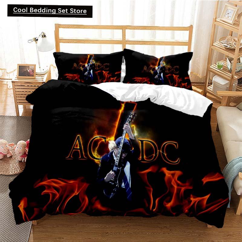 2024 Fashion AC_DC Rock Band Bedding Set Boys Girls Twin Queen Size Duvet Cover Pillowcase Bed Kids Adult Fashion Home Textiles