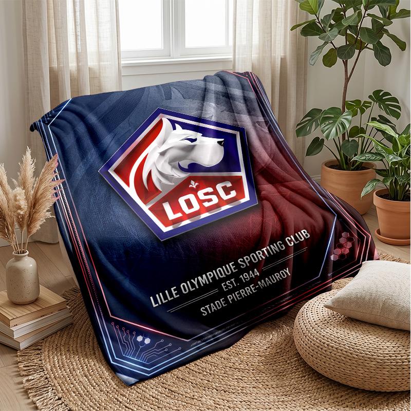 LOSC Lille FC Soft Flannel Fleece Blanket Lightweight Cozy Warm Throw Blanket For Sofa Bed Home Decor
