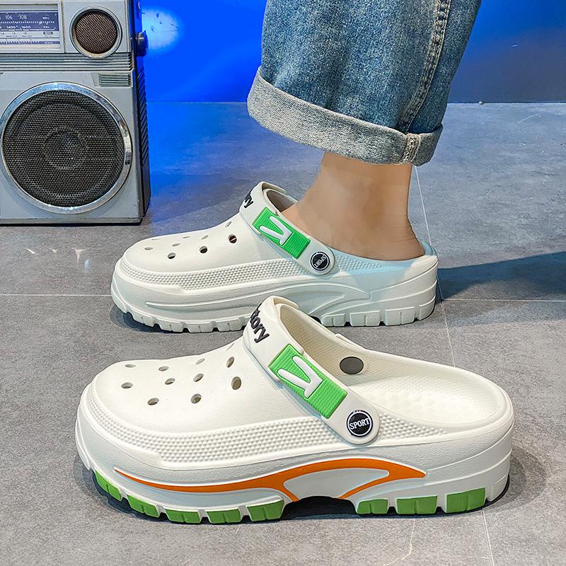 Pantofi de peșteră pentru bărbați, Tendință de modă de vară, Versatili, Sandale cu talpă groasă, Antiderapante pentru ținută casual, Pantofi cu găuri respirabili și confortabili