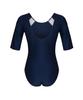 Jeteseu Women'S Rough Pink Four-Sleeve One-Piece Indoor Swimsuit