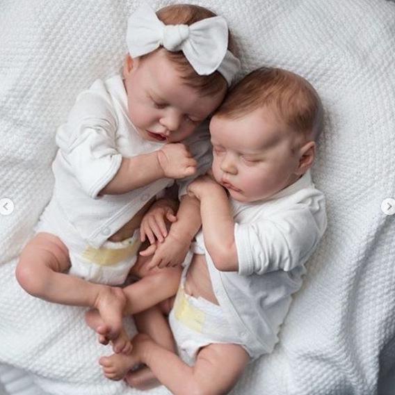 48cm Lifelike Baby Reborn Dolls - Twin A & Twin B Set 48 cm Full Silicone Version