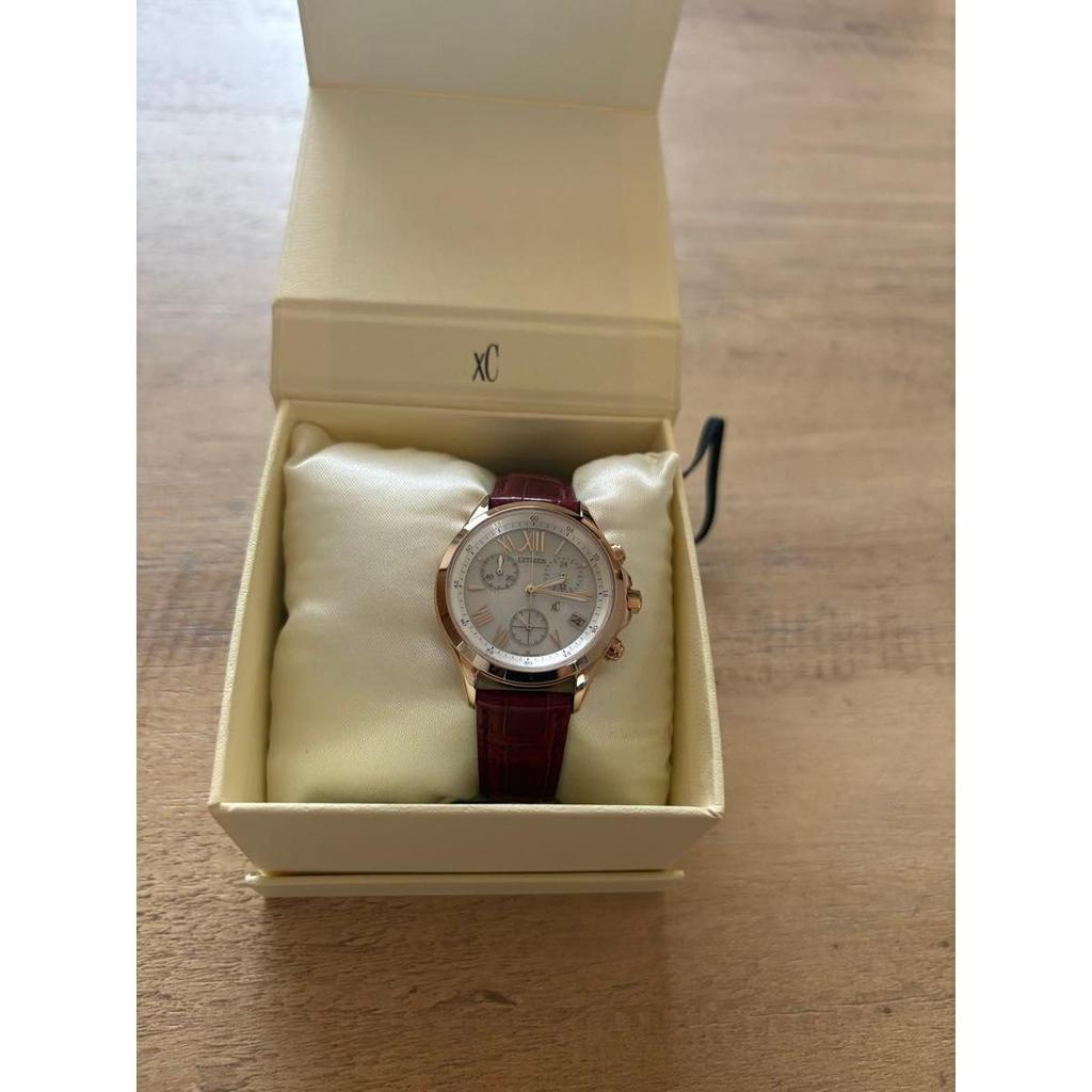Used CITIZEN xC Ladies Watch Chronograph Bordeaux Leather Strap