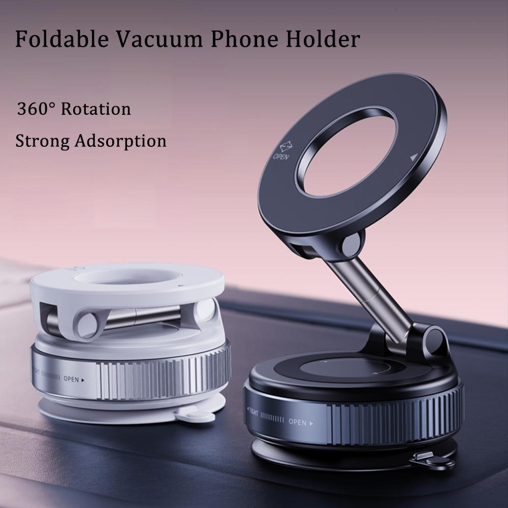 Foldable Suction Stand Magnetic Vacuum Car Phone Holder Strong Adsorption 360° Rotation Car Holder For iPhone Samsung Xiaomi