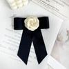 Camellia Flower Brooches Balck Bow Lapel Pins For Women Corsage Shirt Scarf Buckle Badge Accessories