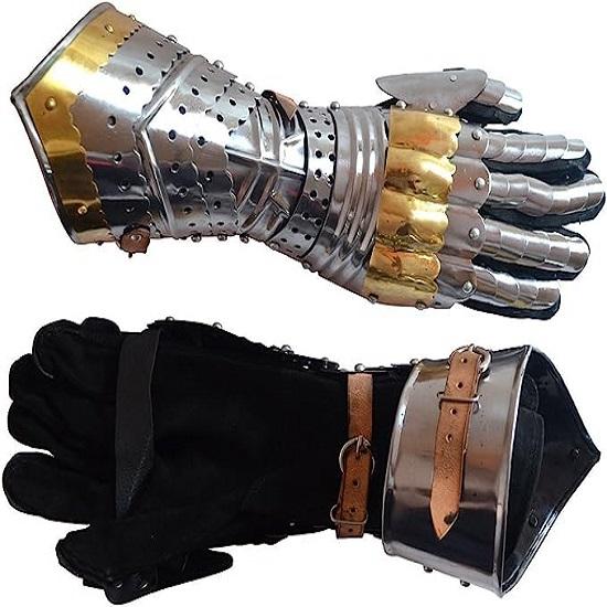 Medieval Hinged Gauntlets with Accents Rustic Vintage Home Decor