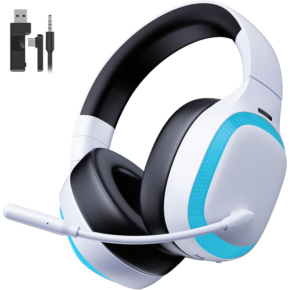 

Gaming Headset Wireless Bluetooth 5.3 7.1 Surround Sound Noise Cancelling Microphone White