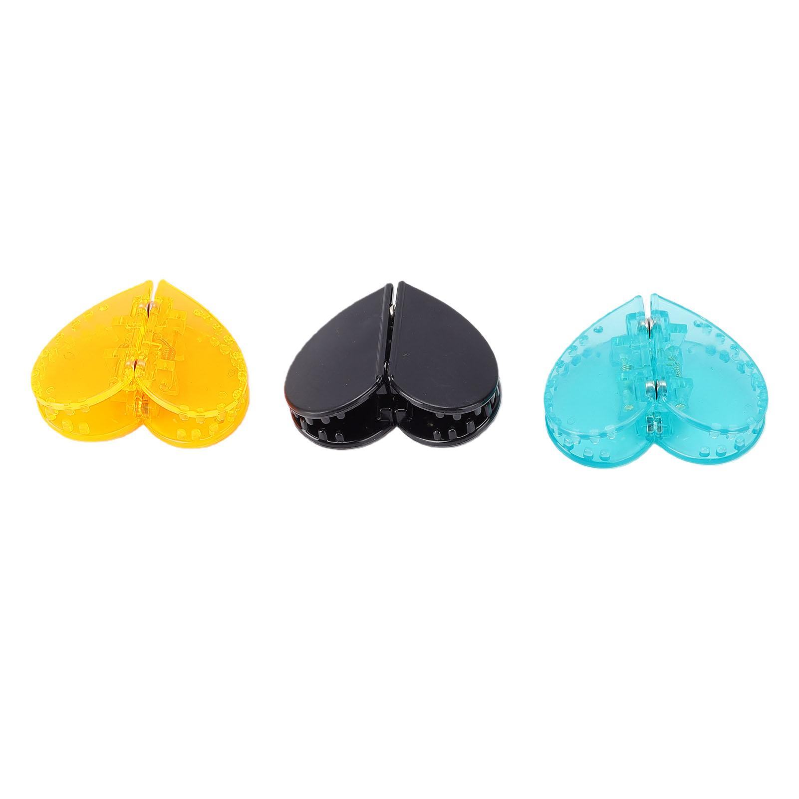 

3 Pcs Magnet Heart Shaped Hair Clips Strong Hold No Slip Women Hair Styling Clips Orange Blue Black