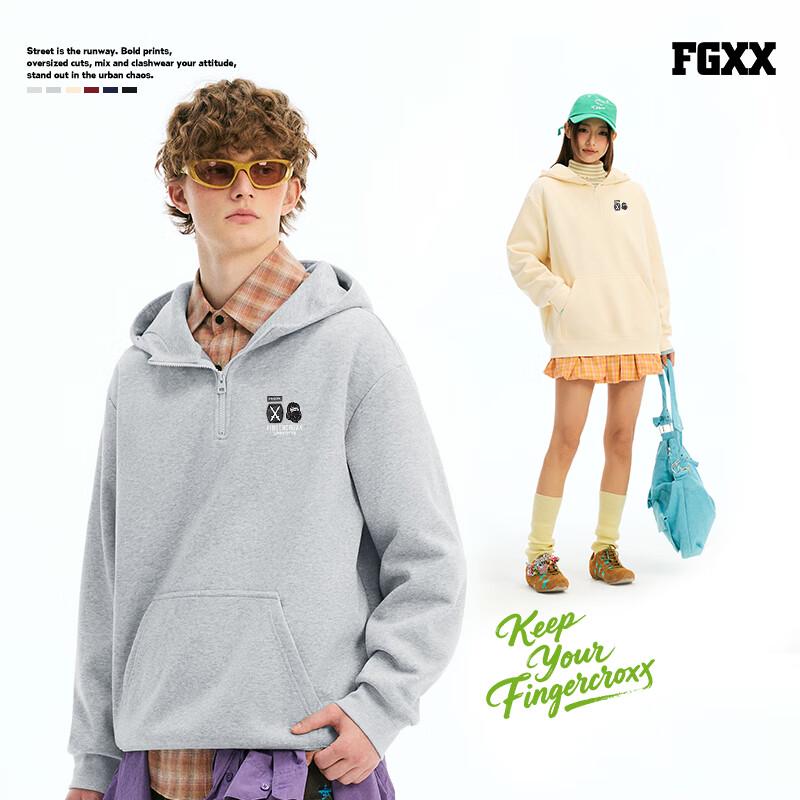 Fingercroxx Herren Kapuzenpullover mit halbem Reißverschluss