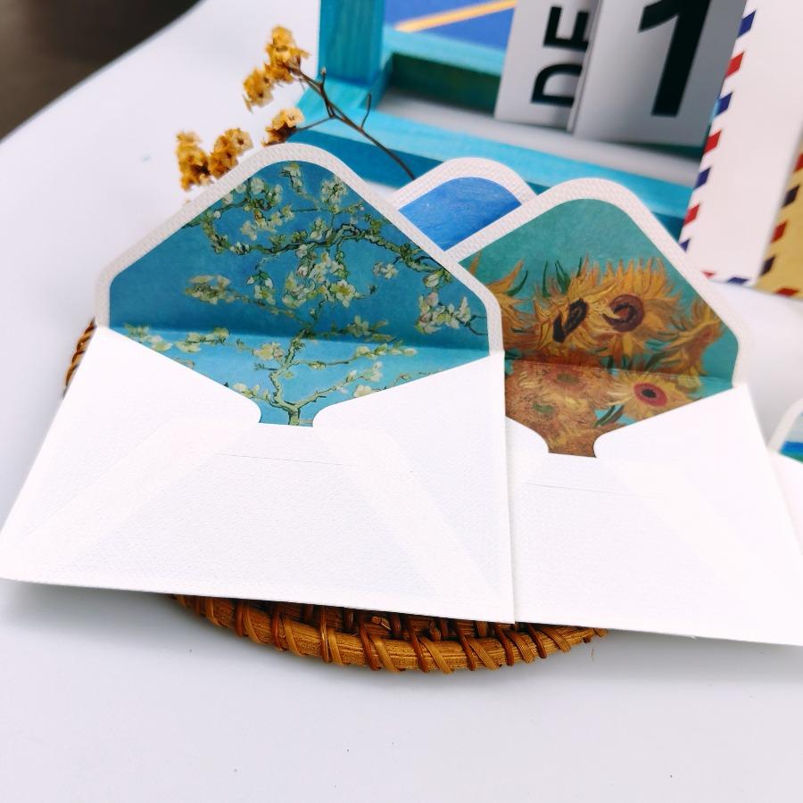 10pcs High-grade Cloth Pattern Oil Painting Envelope VIP Bank Card Card Holder Literary and Artistic Small Fresh and Simple