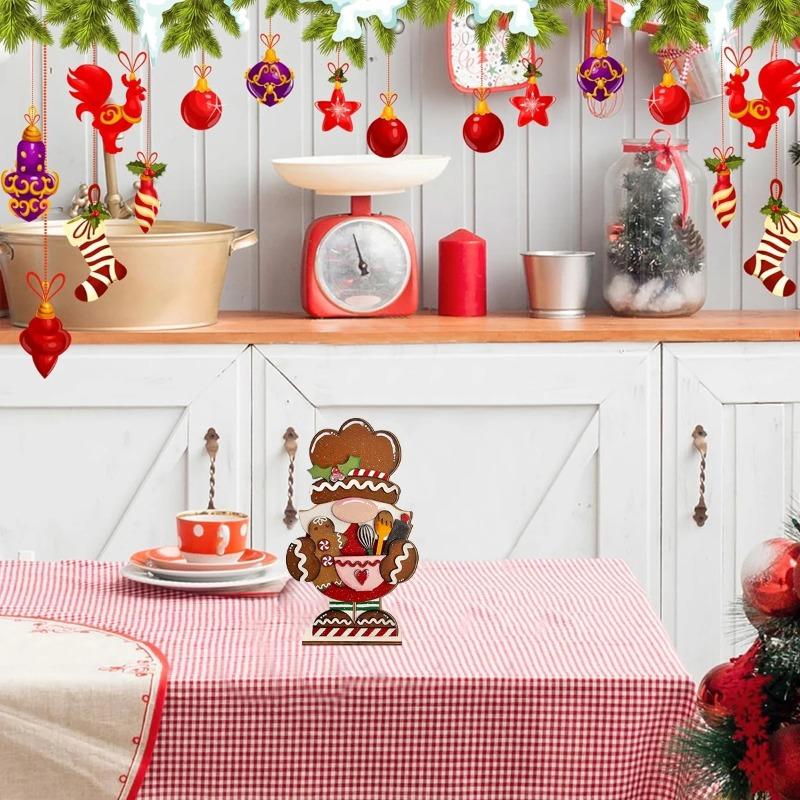 Wooden Gnome Ornaments with Baking Elements Christmas Themed Festive Home Decor Christmas Supplies Party Gifts