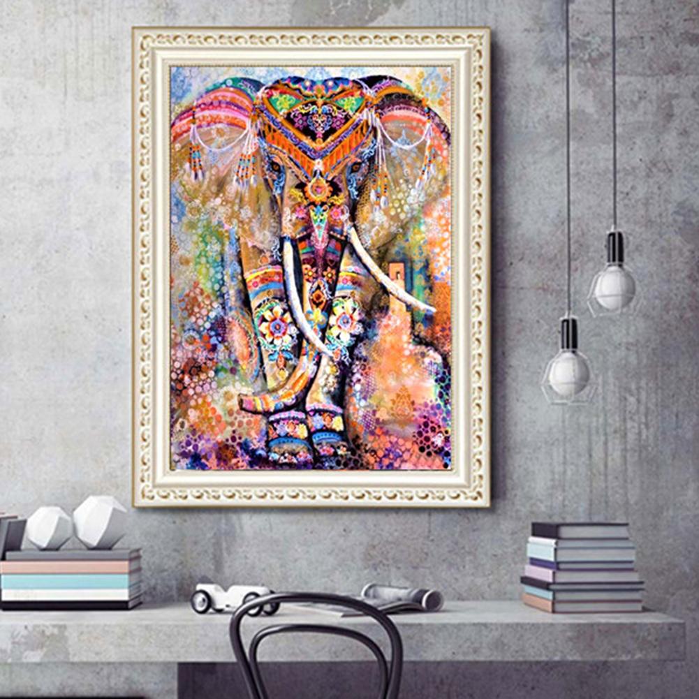 30x40cm Oil  Canvas Diy 5D      Material  Kit Elephant-shaped Pattern Full Rhinestone Embroidery Home Decoration