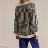 European and American striped color matching knitted sweater 1011 new women's loose design sense contrasting color personalized sweater