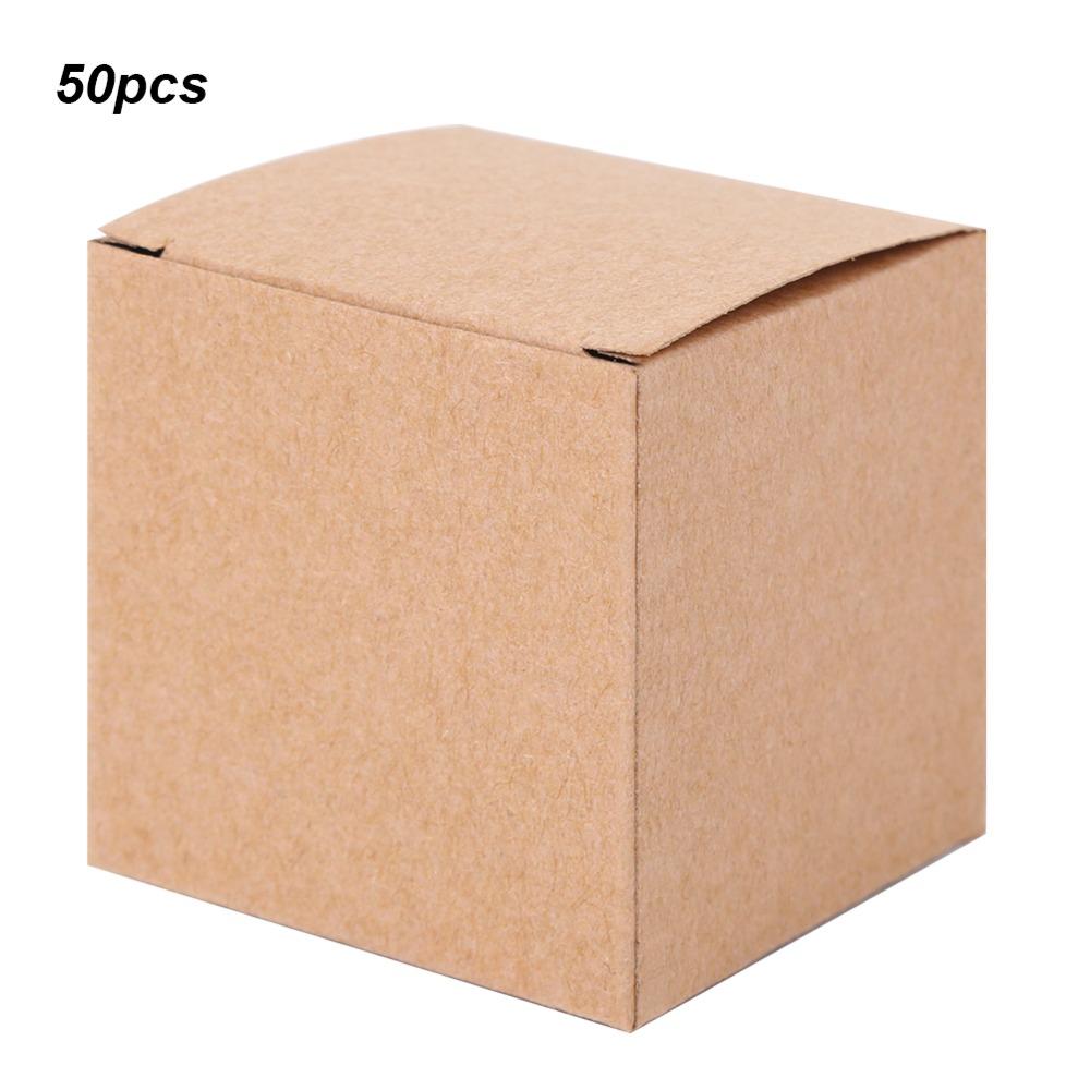 50PCS Brown Boxes With Lids Candy Box Wrapping Supplies Kraft Paper Box  Crafting
