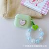 New Apple Silicone Horizontal Stripe Earphone Case Small Fresh Hand Beads + Silicone AirPods Pro1 Love + Hand Beads