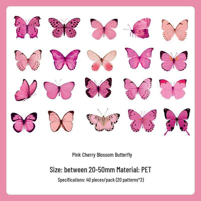 PET Butterfly & Cartoon Stickers for DIY Journaling, Guka Decoration, Kids' Water Bottles, and Scenery Designs.